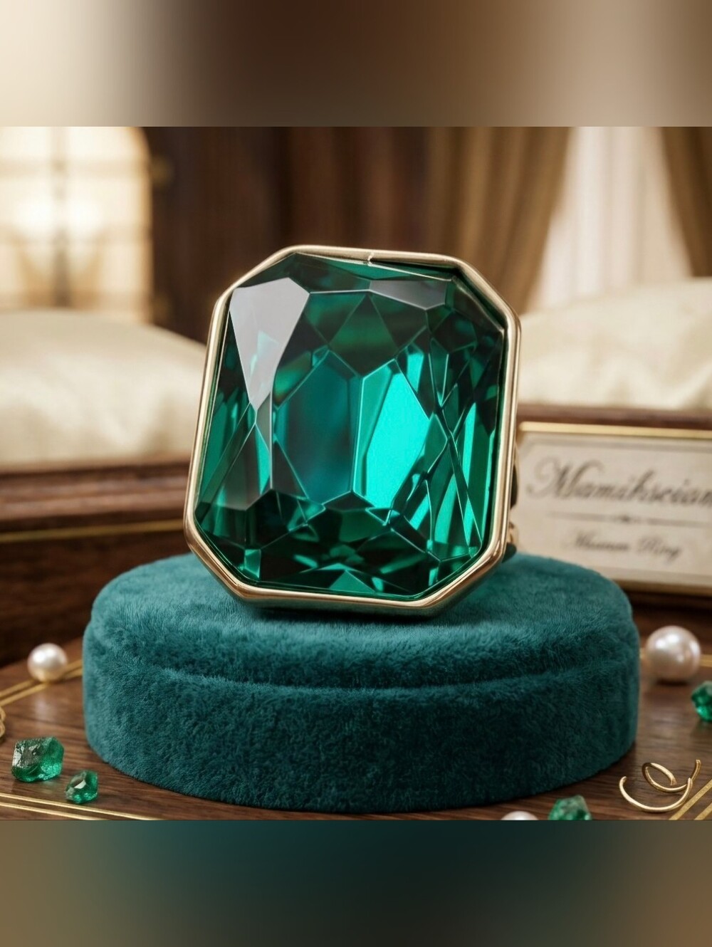Emerald Green Faceted Statement Ring